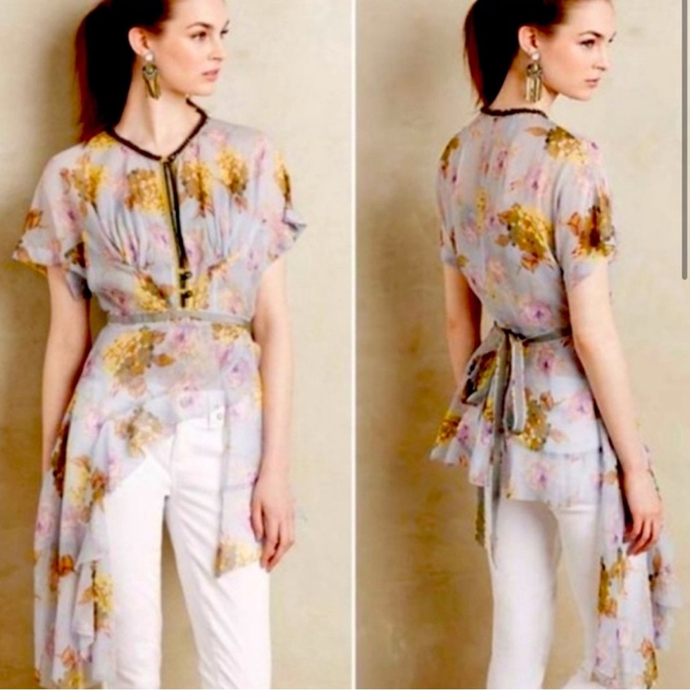 Anthropologie Beguile Byron Lars Floral Asymmetrical Blouse